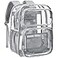 PACKISM Clear Backpack for School 17 inch Large Heavy Duty Bookbag Reinforced See Through PVC Transparent Backpack for Students Men Women Battleship Grey Age 12