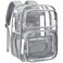 PACKISM Clear Backpack for School 17 inch Large Heavy Duty Bookbag Reinforced See Through PVC Transparent Backpack for Students Men Women Battleship Grey Age 12