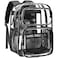PACKISM Clear Backpack for School 17 inch Large Heavy Duty Bookbag Reinforced See Through PVC Transparent Backpack for Students Men Women Active Black Age 12
