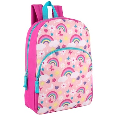Trail maker 15 Inch Kids Backpacks for Boys Girls Preschool Kindergarten Elementary School Backpacks with Adjustable Padded Straps Radiant Rainbows