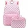 Octsky Kids Backpack for Girls Teens Elementary Middle School Bookbags Childs Back to School Bag with Lunch Box PinkWhite One Size