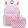 Octsky Kids Backpack for Girls Teens Elementary Middle School Bookbags Childs Back to School Bag with Lunch Box PinkWhite One Size