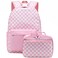 Octsky Kids Backpack for Girls Teens Elementary Middle School Bookbags Childs Back to School Bag with Lunch Box PinkWhite One Size