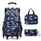 Mildame Galaxy Print Rolling Backpack for School Boys Girls with Lunch Bag Teens Bookbag with Wheels Kids Trolley Bag Set Six Wheels