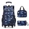 Mildame Galaxy Print Rolling Backpack for School Boys Girls with Lunch Bag Teens Bookbag with Wheels Kids Trolley Bag Set Six Wheels