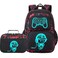 AUIVTY Boys Backpack with Lunch Box Glow in Dark Gamer Bookbag Kids Ages 412 Kindergarten Elementary Middle School Gaming Backpack Luminous Game Boy Black Red