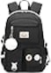 Hey Yoo Backpack for Girls Bookbag Cute School Bag College Middle High Elementary School Backpack for Teen Girls Black