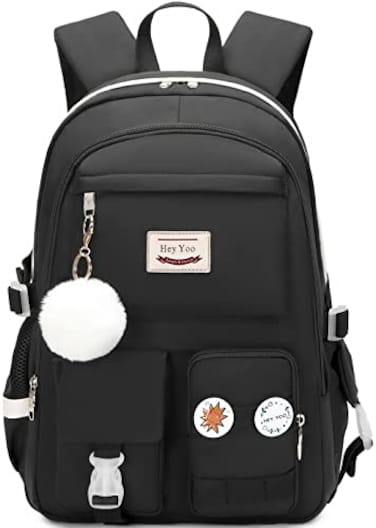 Hey Yoo Backpack for Girls Bookbag Cute School Bag College Middle High Elementary School Backpack for Teen Girls Black