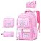 Schxuw 3Pcs Backpacks for Girls Cute Rainbow School Backpack with Lunch Bag Pen Bag Set MultiPockets Kids Backpack for Elementary Preschool ToddlerPink