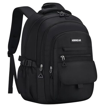 HORHEAR School backpack for Girls Aesthetic Backpack for Women Cute Bookbag Preppy College Black