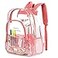 Keepcross Clear Backpack Heavy Duty 16x12x6 Large Transparent Backpack for School College Work See Through Bookbag with Padded Straps for Girls Women Pink