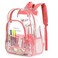 Keepcross Clear Backpack Heavy Duty 16x12x6 Large Transparent Backpack for School College Work See Through Bookbag with Padded Straps for Girls Women Pink