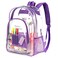 Keepcross Large Clear Backpack for School Heavy Duty PVC Transparent See Through Bookbag for Girls Teens Purple