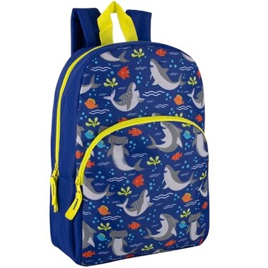 Trail maker 15 Inch Kids Backpacks for Boys Girls Preschool Kindergarten Elementary School Backpacks with Adjustable Padded Straps Seafaring Sharks