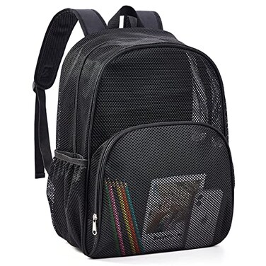COVAX Mesh Backpack for School Heavy Duty Mesh Bookbag SemiTransparent Back Pack for Beach Swimming Sports Work Travel