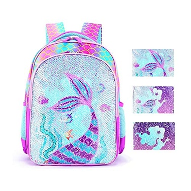 THE Crafts Reversible Sequin School Backpack Lightweight Little Kid Book Bag for Preschool Kindergarten Elementary17 Mermaid