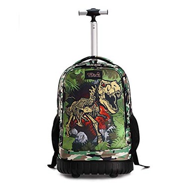 Tilami Rolling Backpack 19 inch Wheeled Cute LAPTOP Boys Girls Travel School Student Trip Dinosaur