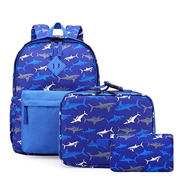 NICE CHOICE Preschool Backpack Kindergarten Elementary School Toddler Backpacks With Lunch Bag Pencil Case SetBlue Shark Set