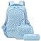 Kimwadalh Girls Backpack with Lunch Bag for School 3 in 1 Soft Plush Blue School Bookbag with Pencil Case Chest Strap Kids School Backpack for Preschool Kindergarten Elementary