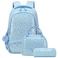 Kimwadalh Girls Backpack with Lunch Bag for School 3 in 1 Soft Plush Blue School Bookbag with Pencil Case Chest Strap Kids School Backpack for Preschool Kindergarten Elementary