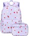 LEDAOU Kids School Backpack with Lunch Box for Girls Kindergarten Elementary BookBag School Bag Preschool Toddler BackpackPurple Strawberry