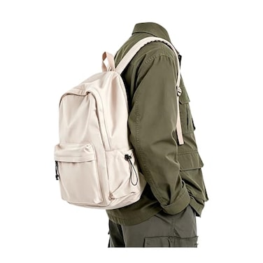 BJLFS White School Backpack for Girls Women Waterproof High School Book Bag Cute Backpack for Men Teens Boys Lightweight Mini Classic Basic College Backpack Middle School Back Pack Daypack