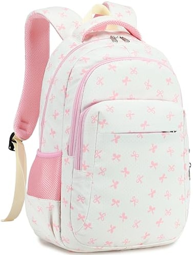 LEDAOU School Backpack for Girls Boys Kids Bookbag Elementary Primary Middle School Bag Travel Back Pack for Ages 614 Pink Bow