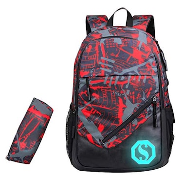 JiaYou Teenage Boy Girl Unisex Multifunctional School Bag Backpack with Florescent MarkColorG 2 Sets20L