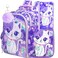 UFNDC 3PCS Cat Backpack for Girls 16Kids Sequin Bookbag with Lunch Box Water Resistant School Bag for Elementary Preschool Toddler