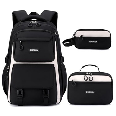 BEFUNIRISE Girls BackpackKids Backpack for Teen Girls School Bookbag for Elementary Primary High School Black White