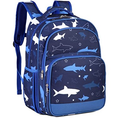 VASCHY Kids backpacks 16in Water Resistant Backpack for PreschoolPrimaryElementary School Bookbag for Boys Girls with Tablet Sleeve Shark