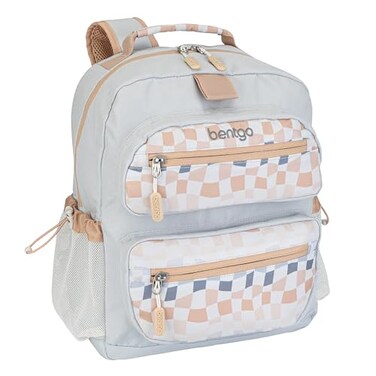 Bentgo Kids Backpack Whimsy Wonder Collection Lightweight 14 for School Travel Daycare Ideal for Kids 4 Durable WaterResistant Roomy Interior Loop for Lunch Bag Checker Gradient