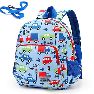 willikiva 3D Dinosaur Backpack Toddler Backpacks for Boys and Girls Kids Backpack Waterproof Preschool Safety Harness Leash Blue Bus
