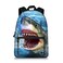 JeremySport Shark Backpack for Boys 3D Shark Ocean Print School Bag Cool Marine Travel Daypack with Laptop Sleeve