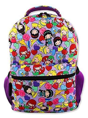 Disney Princess Emoji Girls 16 Inch School Backpack Bag One Size Purple