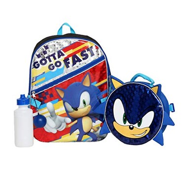 SEGA Boys 4PC Sonic the Hedgehog Licensed Backpack and Lunch Set