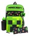 Minecraft Creeper Backpack Set Boys TNT 5 Piece Gamer Rucksack Pencil Case Bottle Lunchbag Included Unleash Adventure Black Schoolbag Set