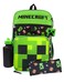 Minecraft Creeper Backpack Set Boys TNT 5 Piece Gamer Rucksack Pencil Case Bottle Lunchbag Included Unleash Adventure Black Schoolbag Set