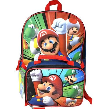 Bioworld Super Mario 16 Inches Large Backpack With Lunch Bag Set