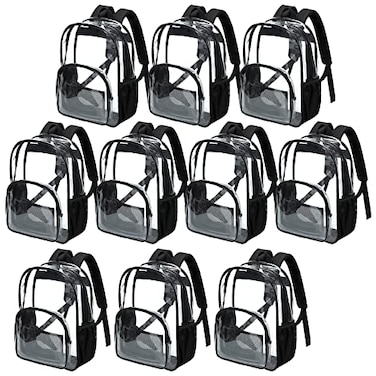 BORMELUN Clear Backpack for School Kids Students Bookbags Transparent see through Concert Stadium Approved 17inches 10 Black2