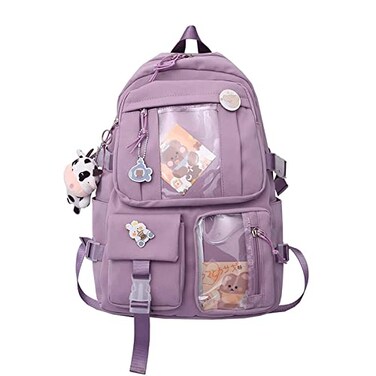Eagerrich Cute Backpack with Cute Pin Accessories Plush Pendant for School Bag Student Girl Backpack SuperCapacity Waterproof Travel BackpackPurse2