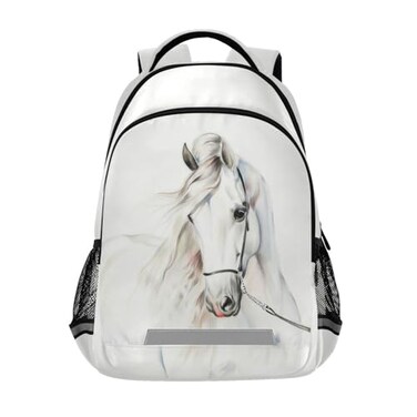 senya White Horse Backpack for Students Boys Girls School Bag Travel Daypack