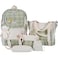 Mordelar 5Pcs Canvas School Backpack Combo Set with Kawaii Bear Pendant Cute Pins Plaid Check Handle Shoulder Tote Bag Schoolbag Green