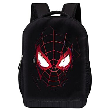 Marvel Comics Spiderman Backpack Into The SpiderVerse Black Knapsack 16 inch Mesh Padded Bag Miles Morales 1