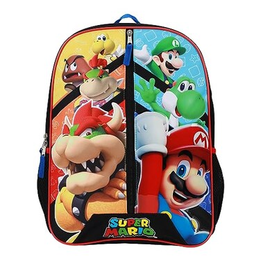Bioworld Kids Mario 16 Backpack Black Large
