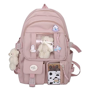 Freie Liebe Kawaii School Backpack for Girls Cute Aesthetic Backpack School Bookbag with Pin and Accessories