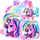 FTJCF 3PCS Unicorn Backpack 16 Girls Rainbow Sequins Kids Bookbag with Lunch Box School Bags for Elementary Preschool Kindergarten Pink