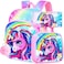 FTJCF 3PCS Unicorn Backpack 16 Girls Rainbow Sequins Kids Bookbag with Lunch Box School Bags for Elementary Preschool Kindergarten Pink