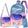 Meetbelify Kids Backpack for Gilrs School Mermaid Backpacks with Lunch Box for Elementary Kindergarten Cute 4 in 1 Bookbag for Girls