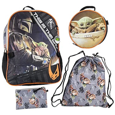 Bioworld The Mandalorian Grogu Baby Yoda This Is The Way 5 Piece 16 Backpack Lunch Bag Mega Set